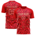 Personalized Red & Crimson Pattern Soccer Jersey