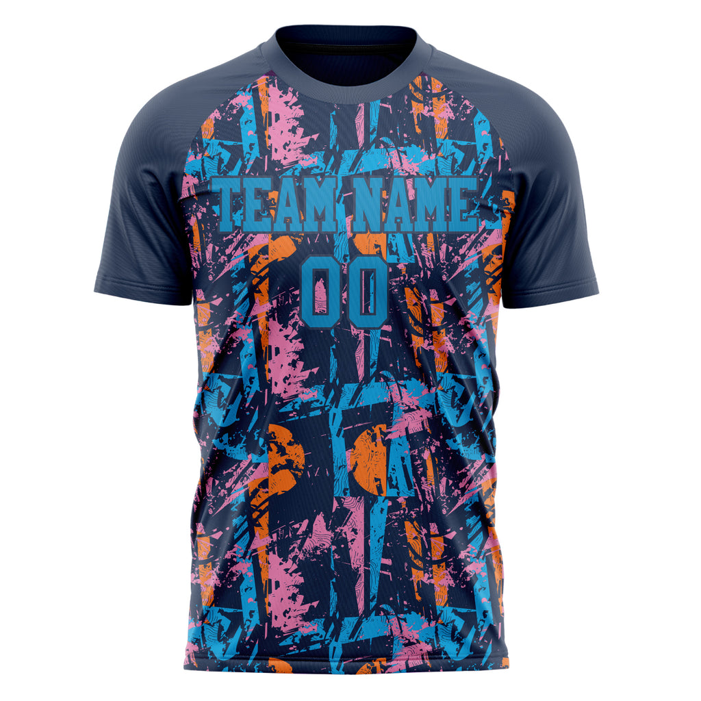 Personalized Navy & Blue Pattern Soccer Jersey