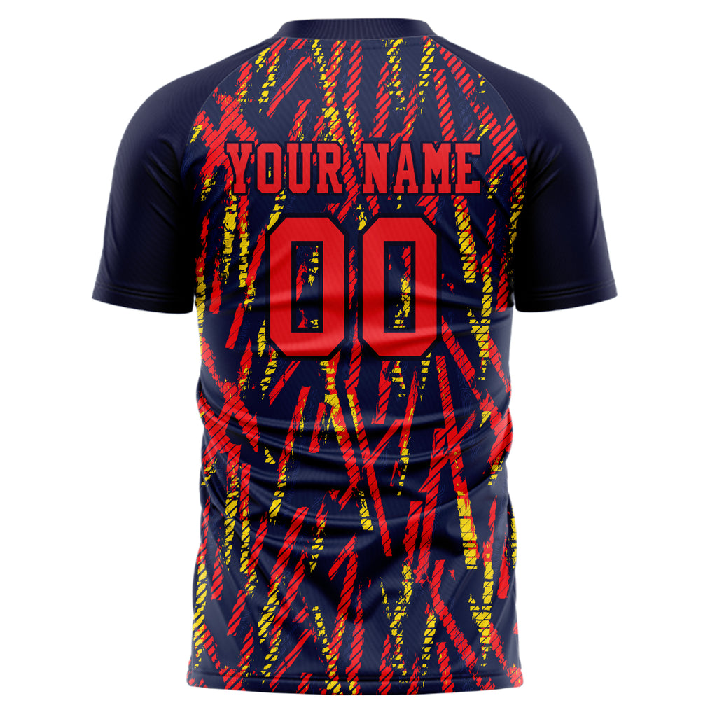 Personalized Red & Navy Pattern Soccer Jersey