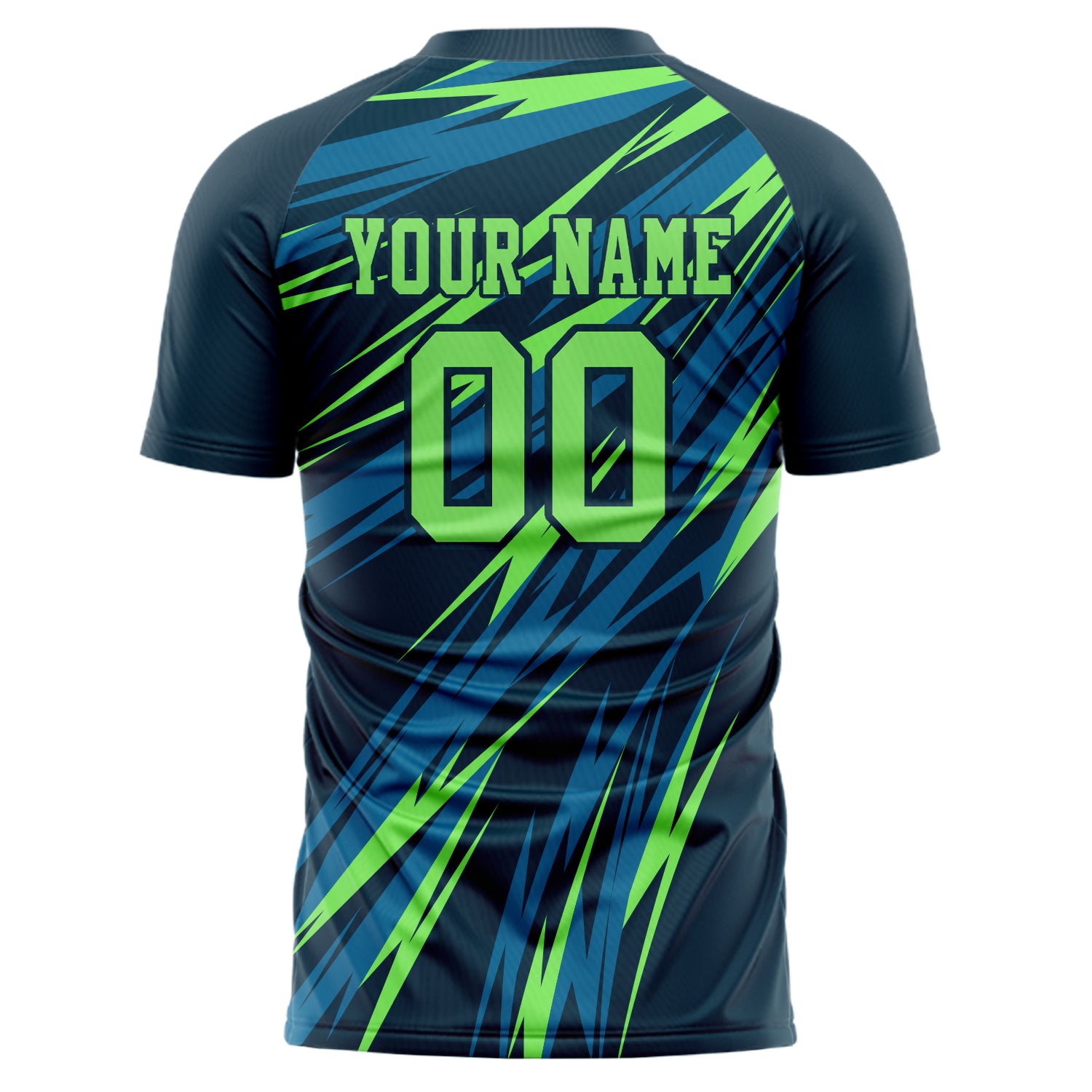 Personalized Navy & Neon Green Pattern Soccer Jersey