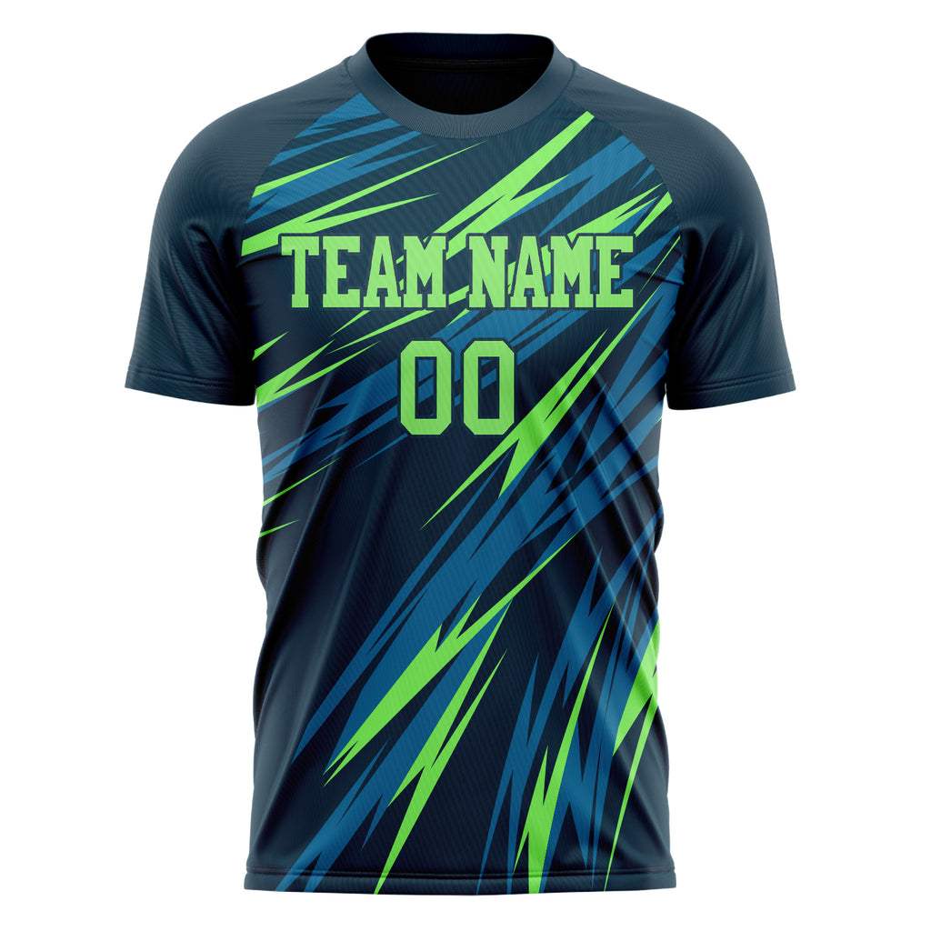 Personalized Navy & Neon Green Pattern Soccer Jersey