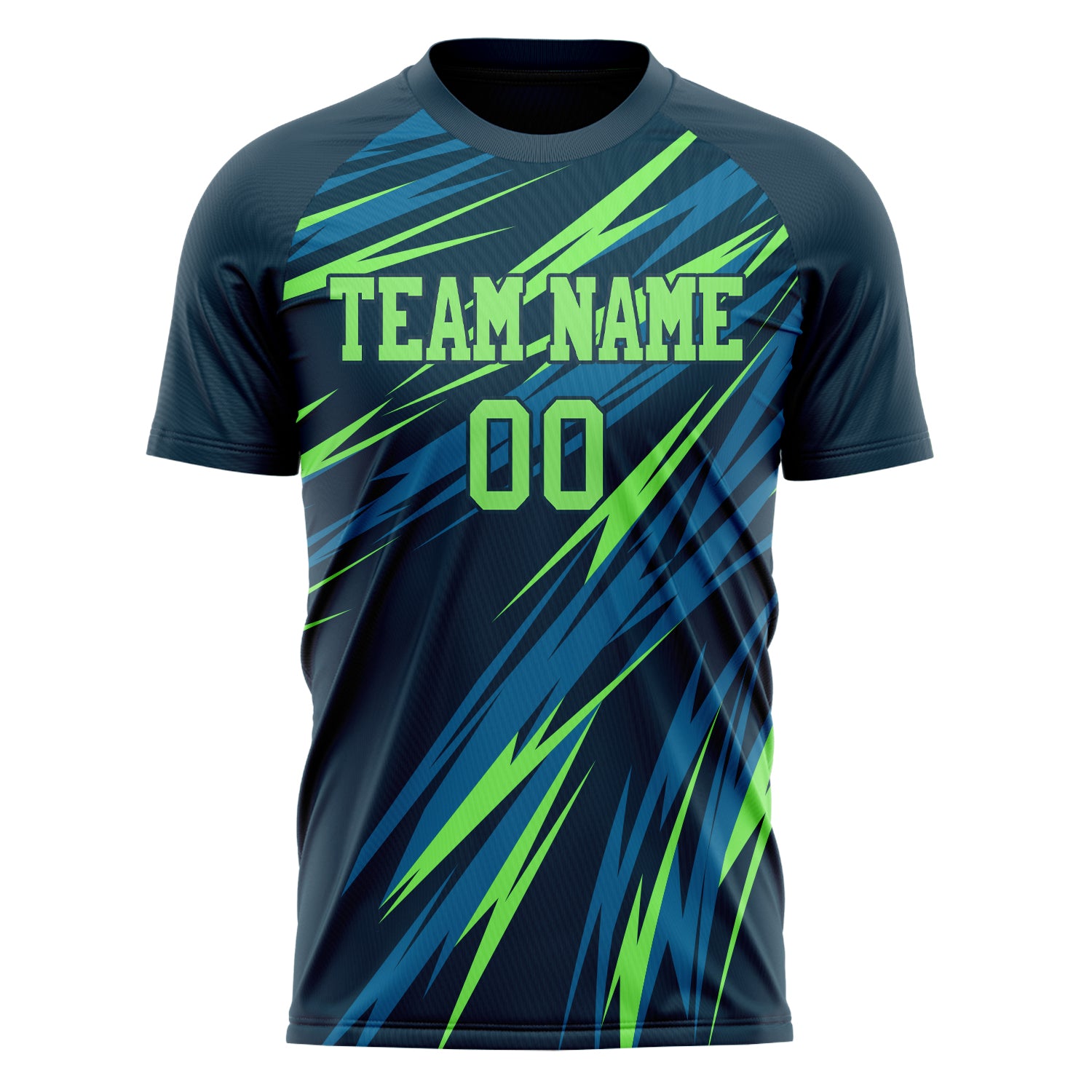 Personalized Navy & Neon Green Pattern Soccer Jersey