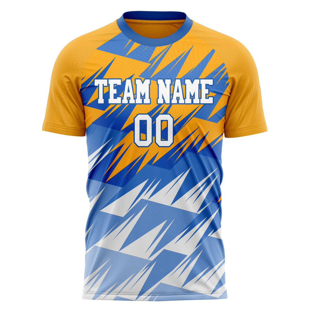 Personalized Gold & Blue Pattern Soccer Jersey