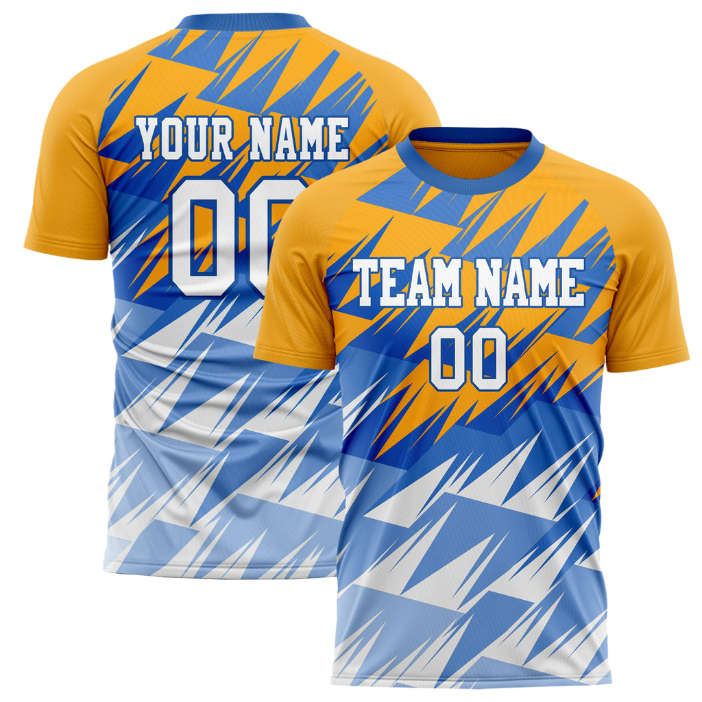 Personalized Gold & Blue Pattern Soccer Jersey