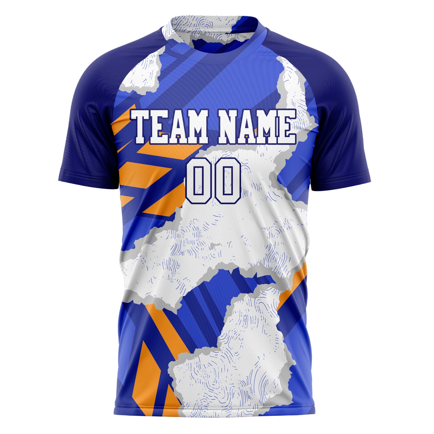 Personalized White & Blue Pattern Soccer Jersey