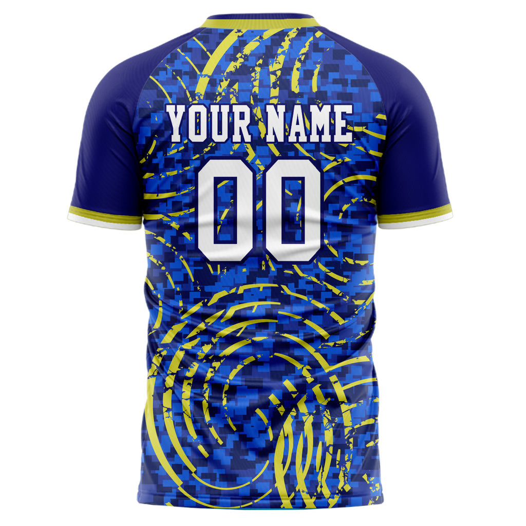 Personalized Royal & Yellow Pattern Soccer Jersey