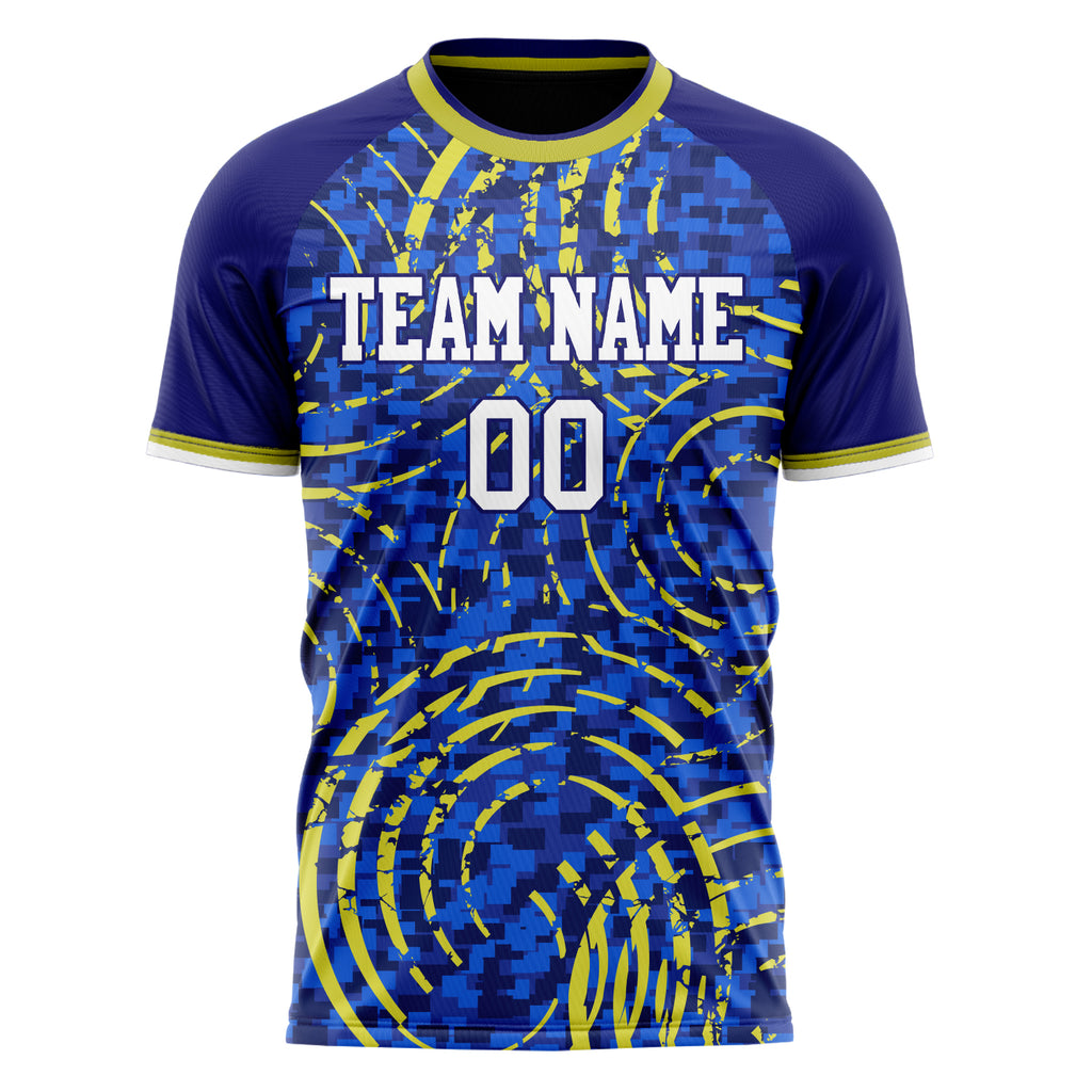 Personalized Royal & Yellow Pattern Soccer Jersey