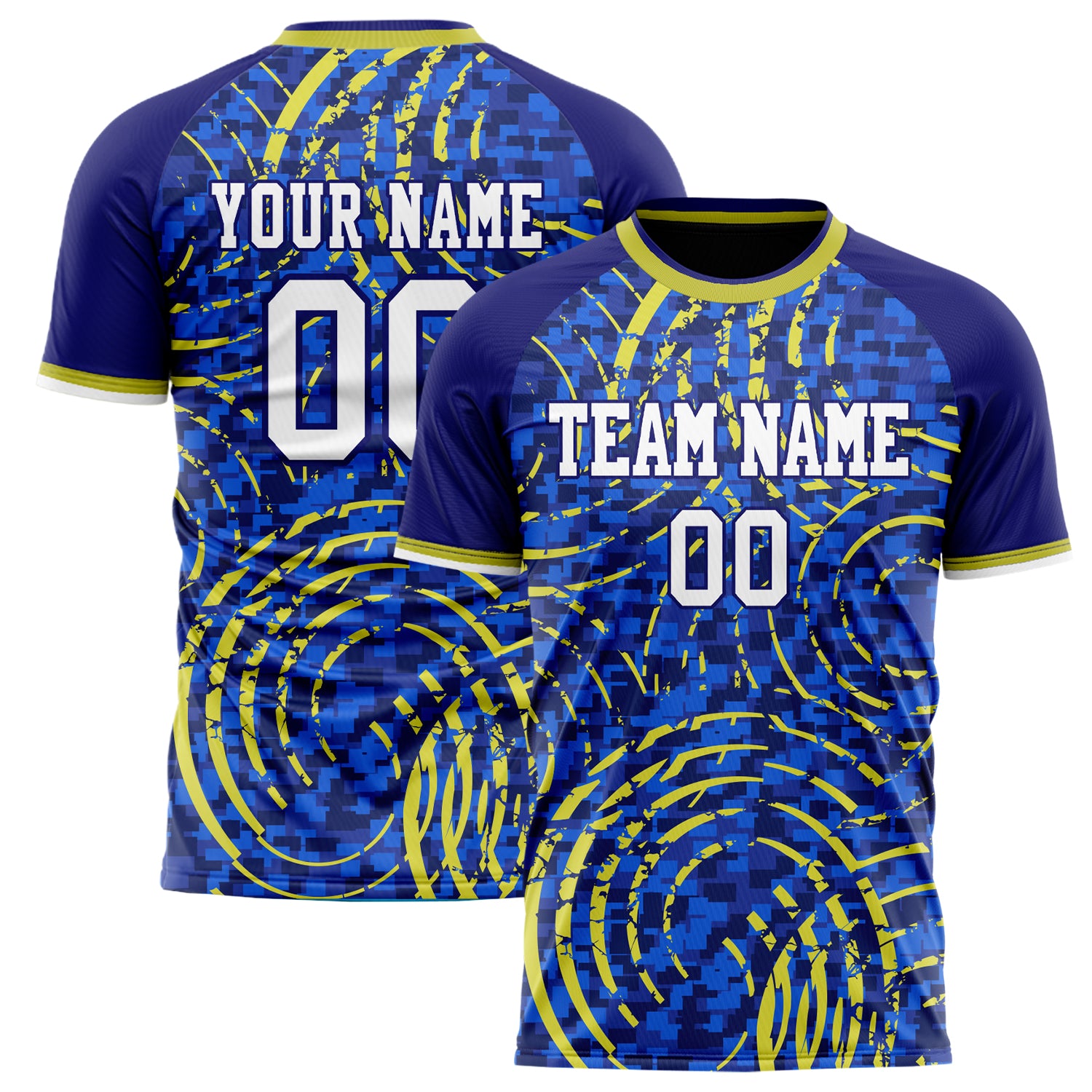 Personalized Royal & Yellow Pattern Soccer Jersey