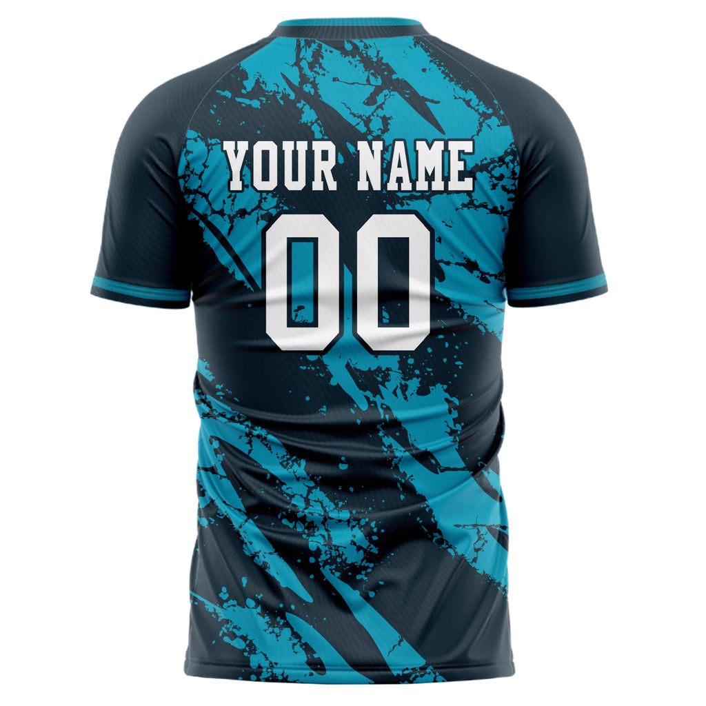 Personalized Black & Teal Pattern Soccer Jersey