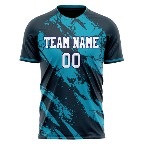 Personalized Black & Teal Pattern Soccer Jersey