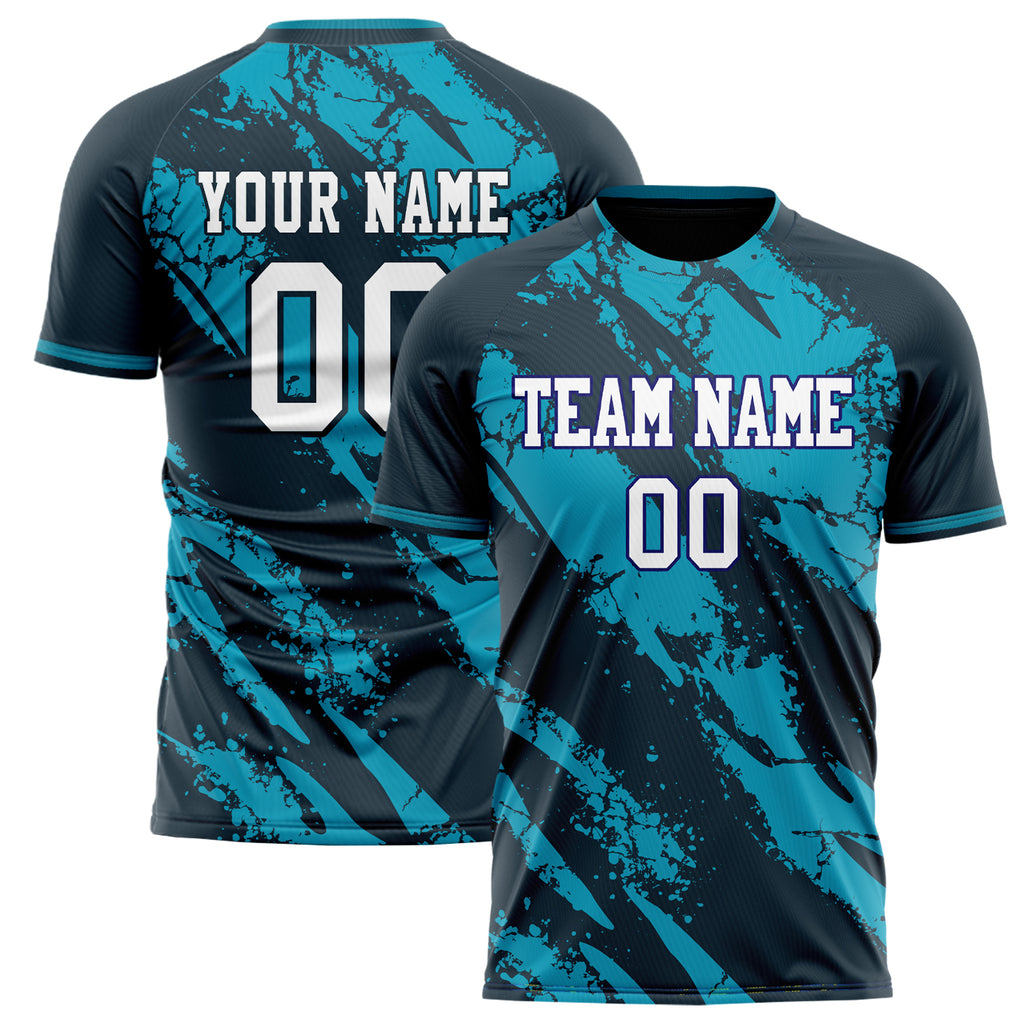 Personalized Black & Teal Pattern Soccer Jersey