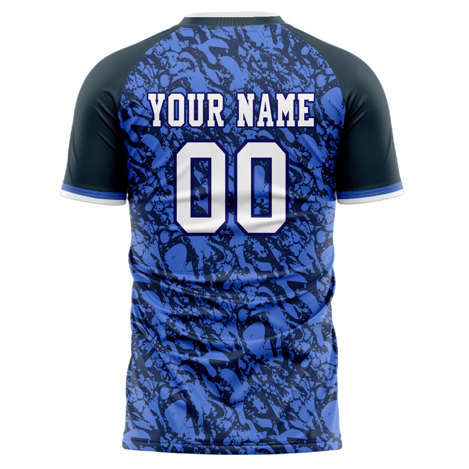 Personalized Blue & Black Pattern Soccer Jersey