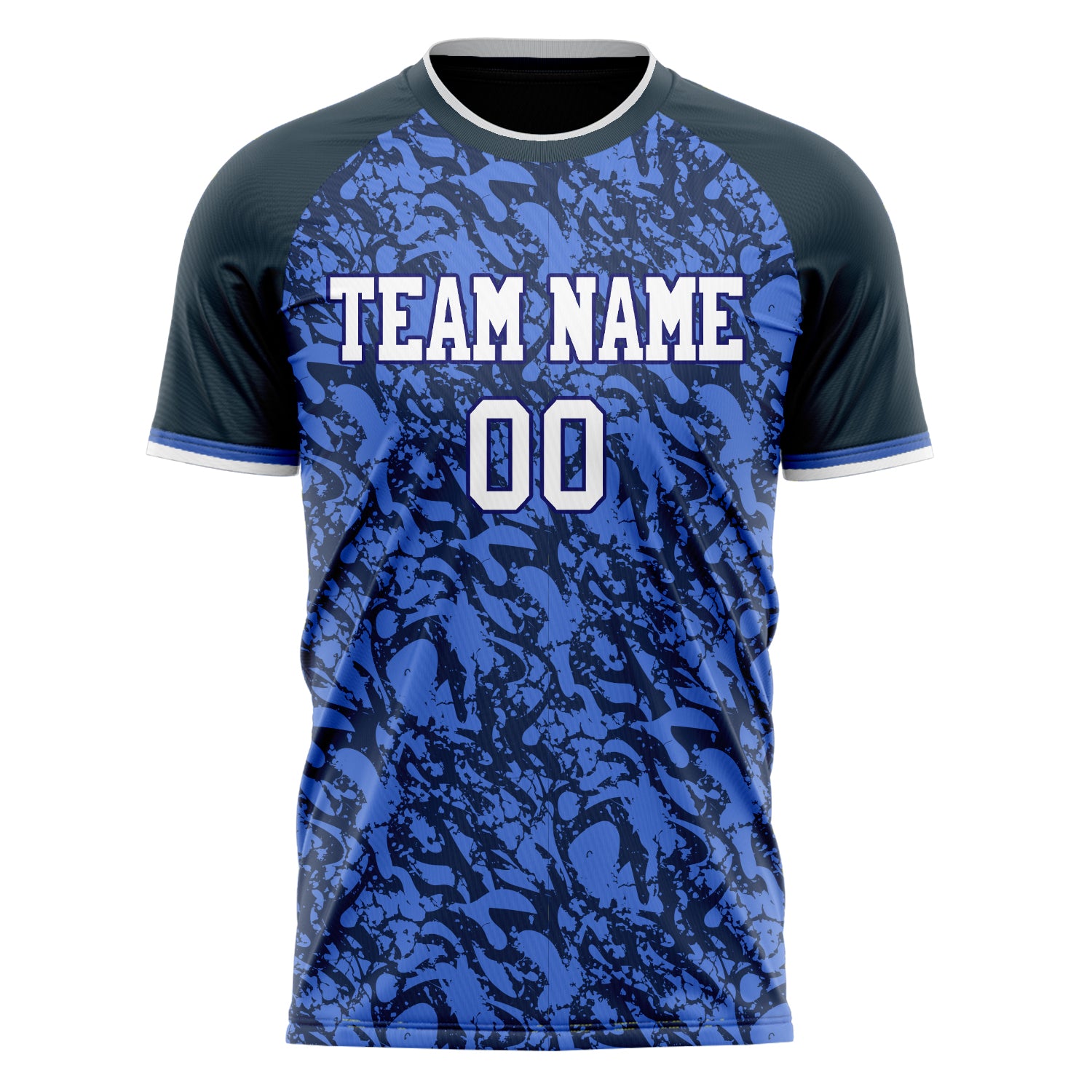 Personalized Blue & Black Pattern Soccer Jersey