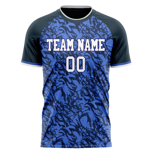 Personalized Blue & Black Pattern Soccer Jersey