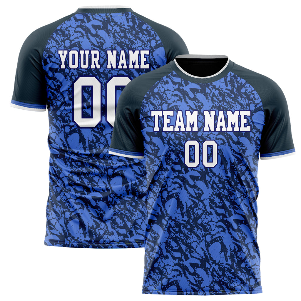 Personalized Blue & Black Pattern Soccer Jersey