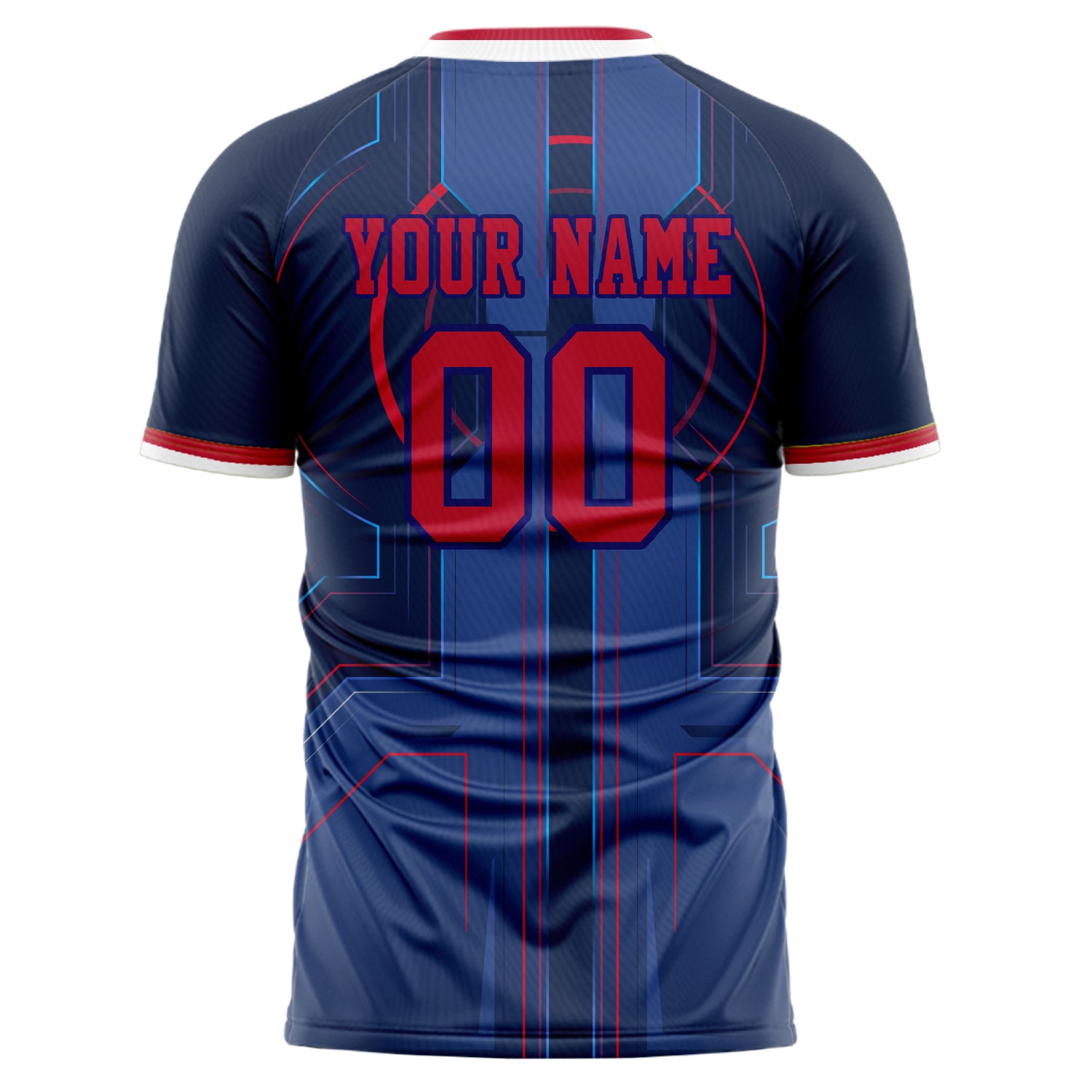 Personalized Navy & Red Pattern Soccer Jersey