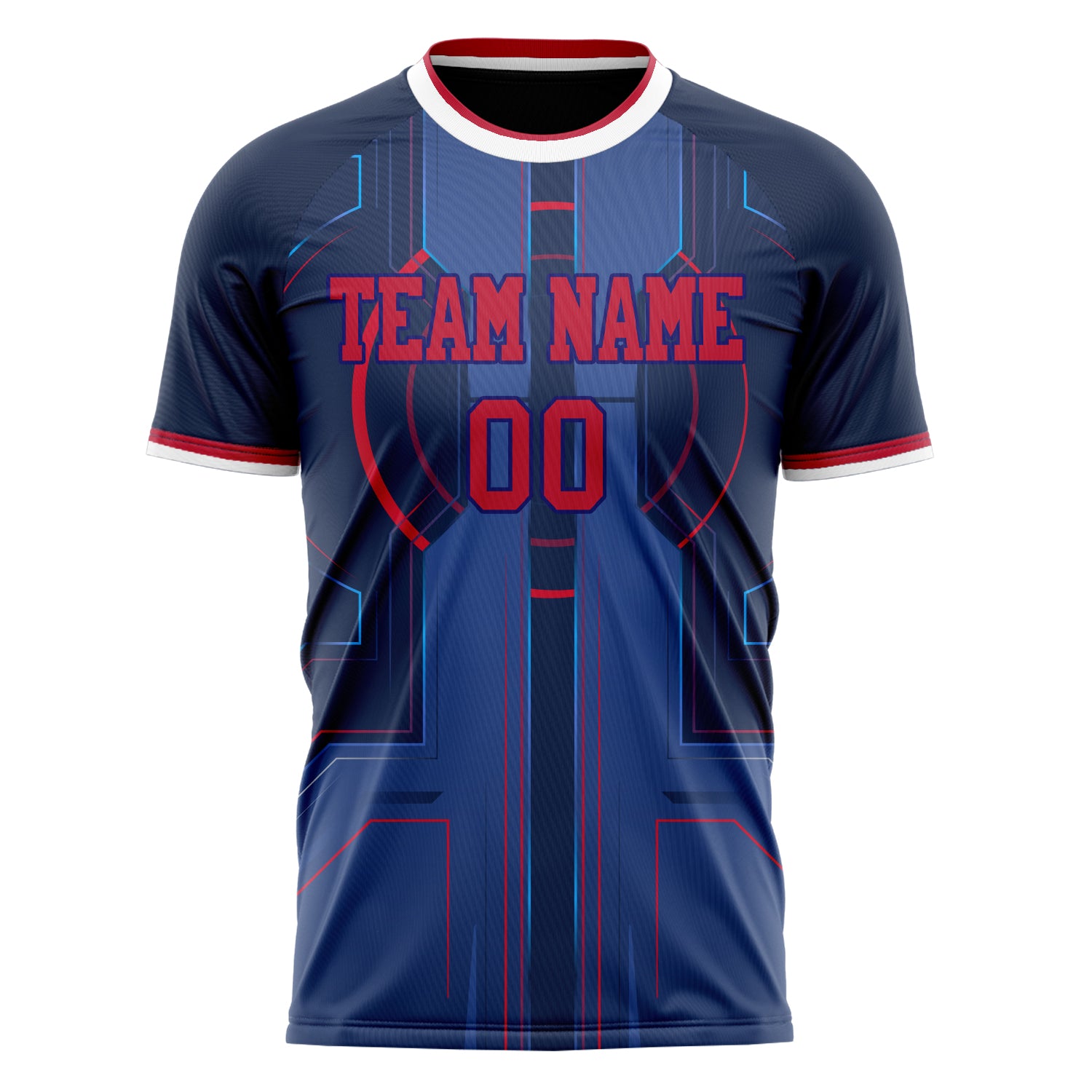 Personalized Navy & Red Pattern Soccer Jersey