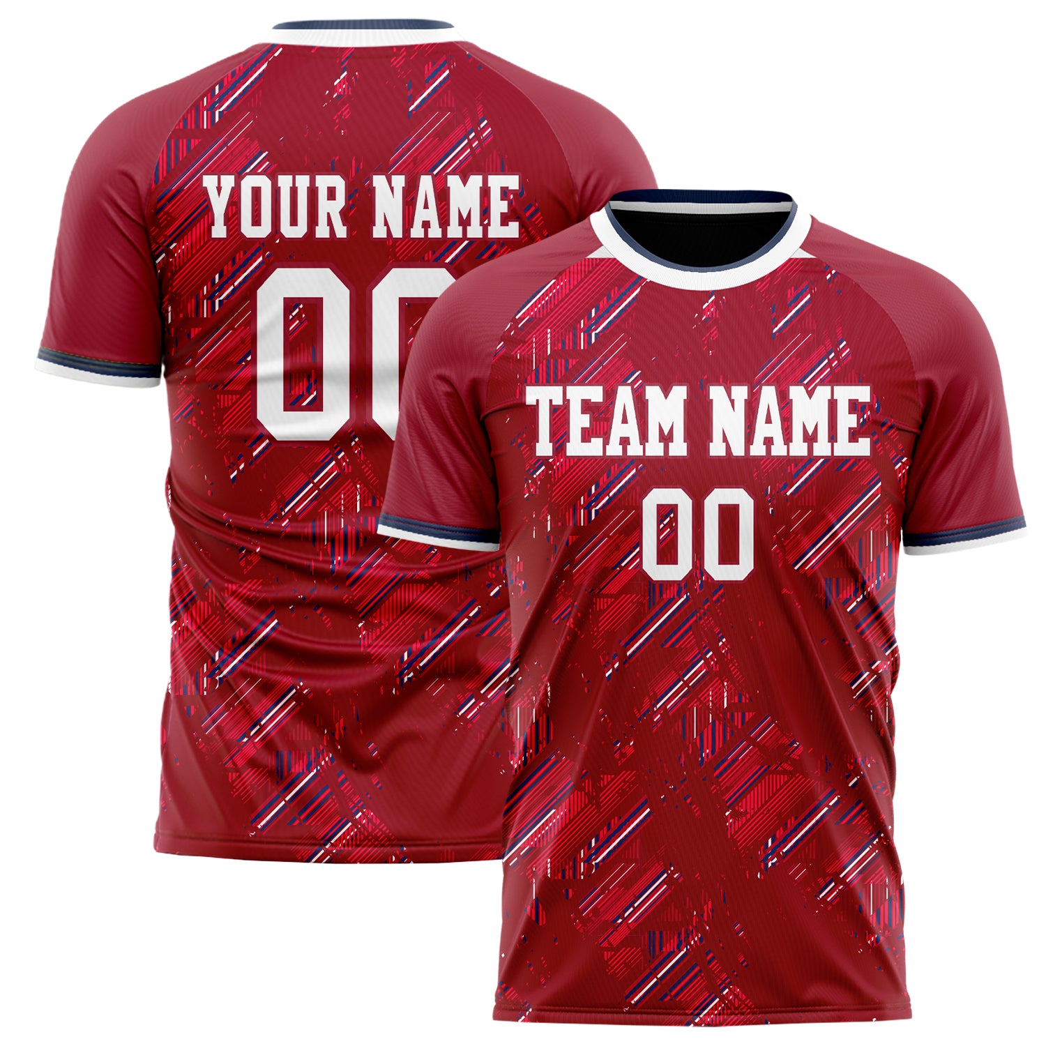 Personalized Red & White Pattern Soccer Jersey