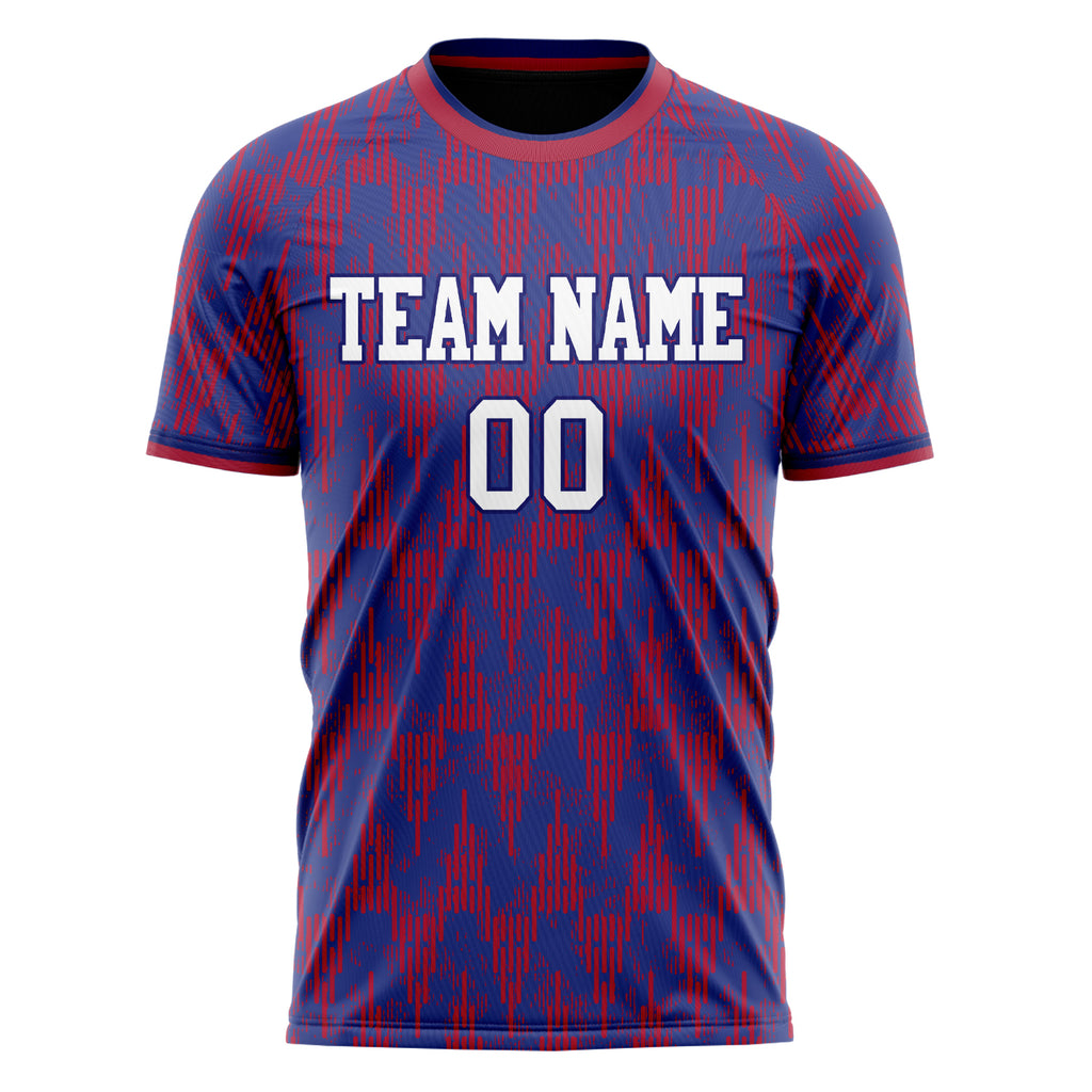 Personalized Royal & Red Pattern Soccer Jersey