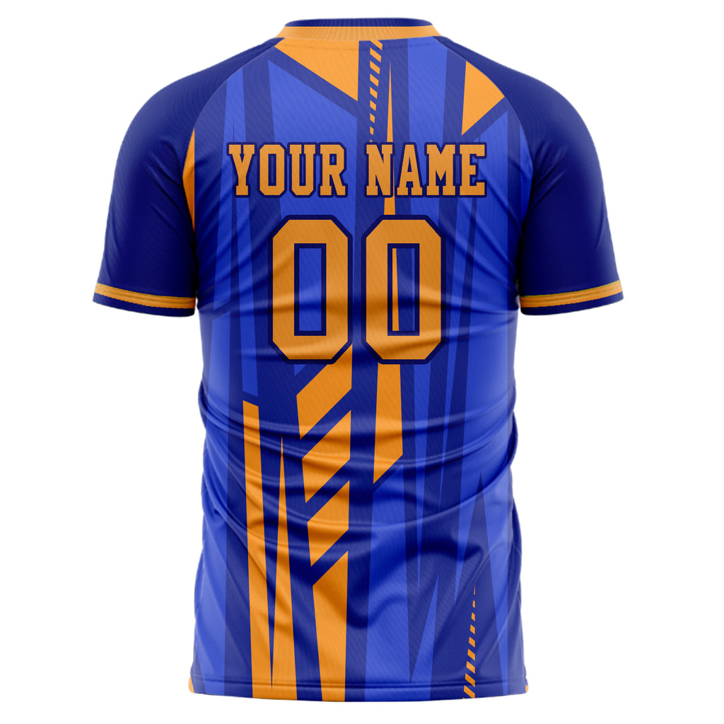 Personalized Blue & Gold Pattern Soccer Jersey