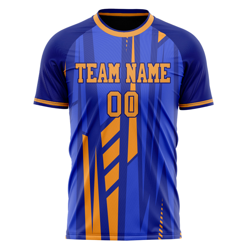 Personalized Blue & Gold Pattern Soccer Jersey