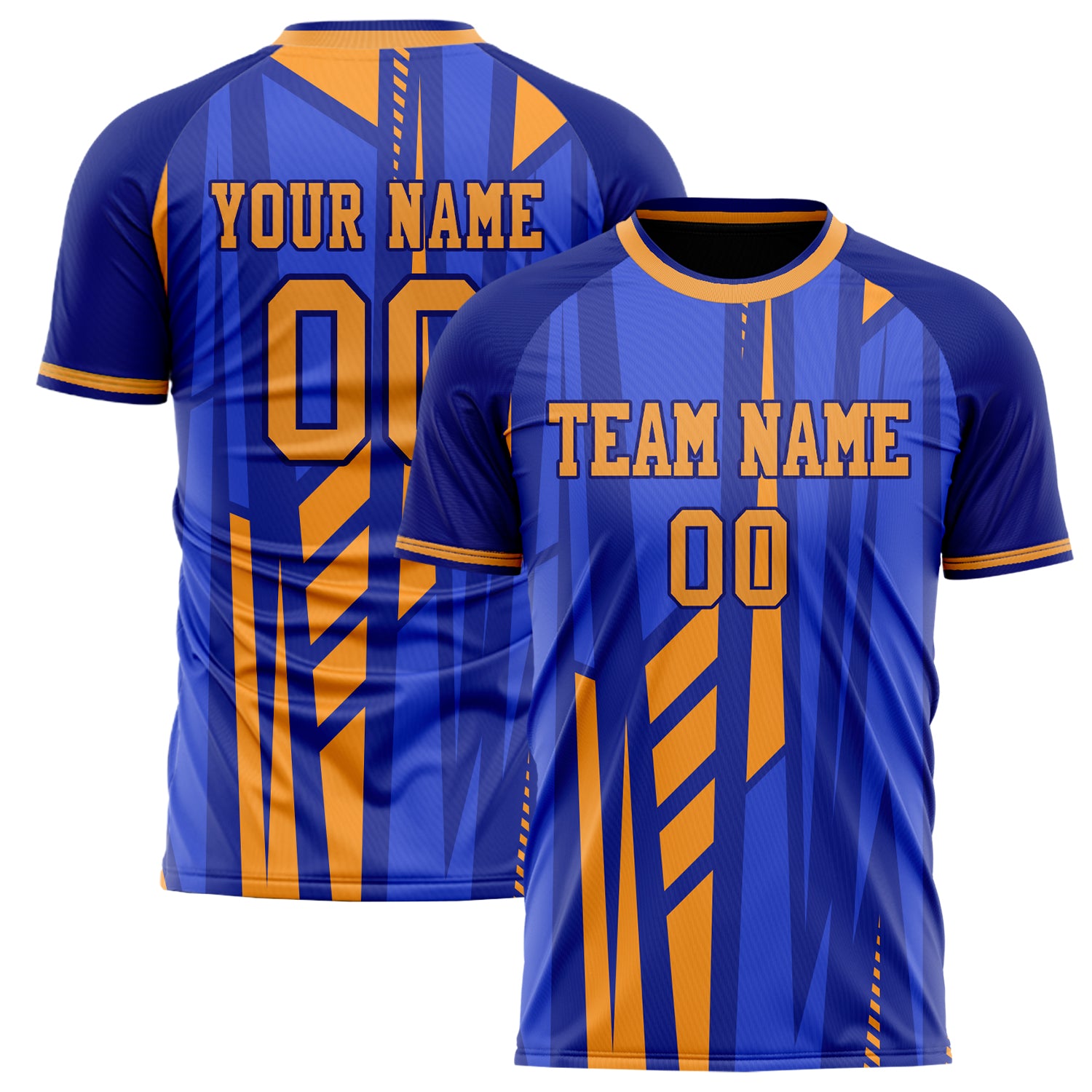 Personalized Blue & Gold Pattern Soccer Jersey