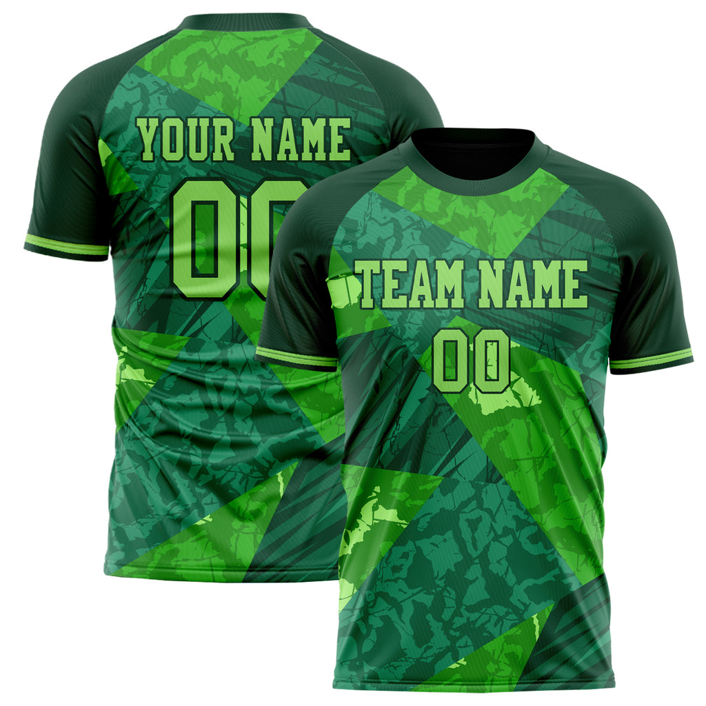 Personalized Green & Kelly Green Pattern Soccer Jersey