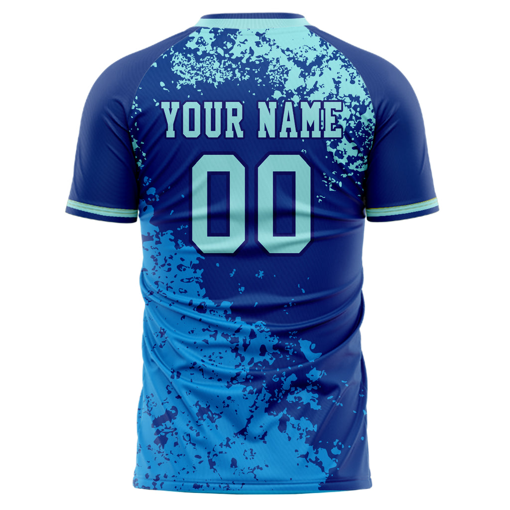 Personalized Royal & Teal Pattern Soccer Jersey
