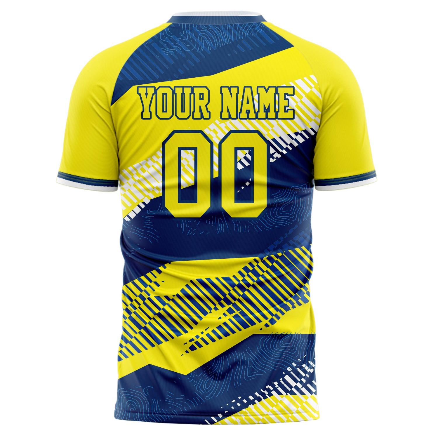 Personalized Yellow & Navy Pattern Soccer Jersey