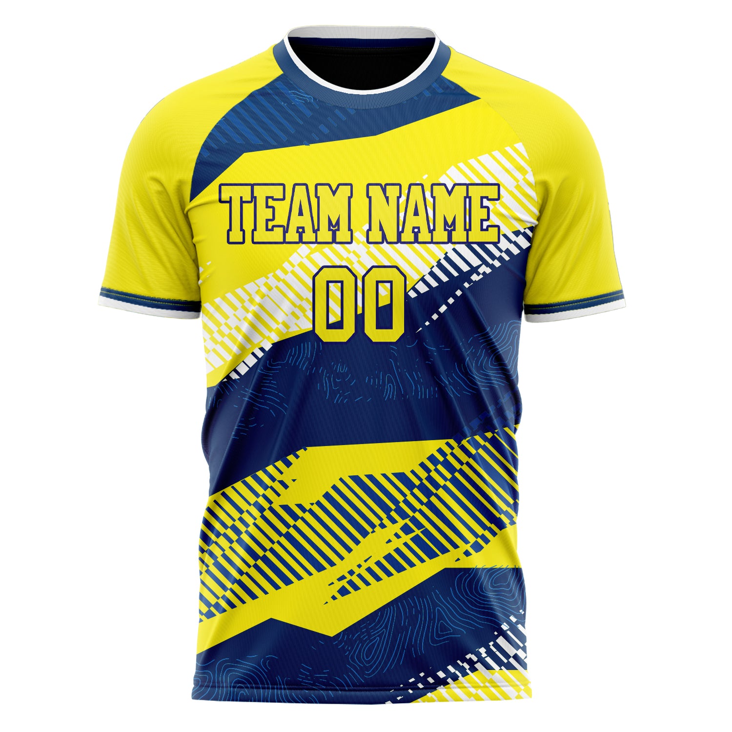 Personalized Yellow & Navy Pattern Soccer Jersey