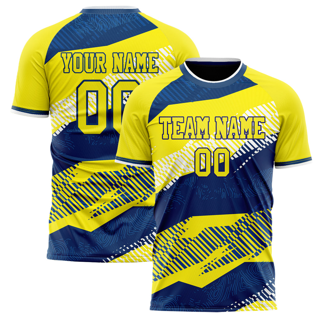 Personalized Yellow & Navy Pattern Soccer Jersey