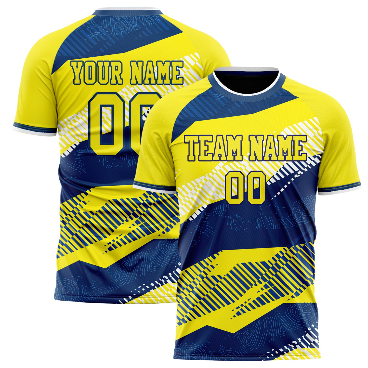 Personalized Yellow & Navy Pattern Soccer Jersey