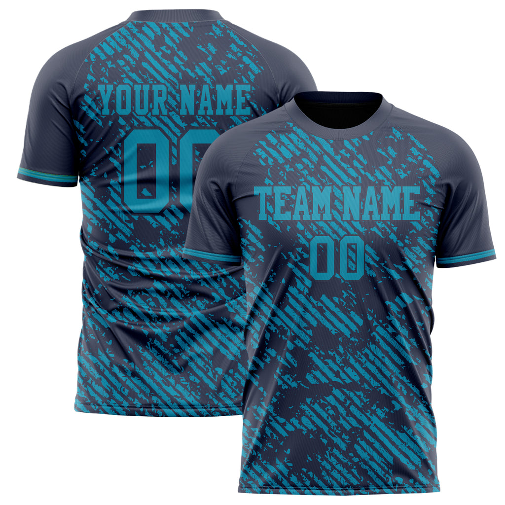 Personalized Black & Teal Pattern Soccer Jersey