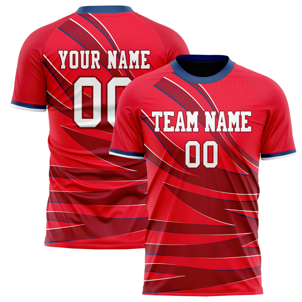 Personalized Red & Crimson Pattern Soccer Jersey