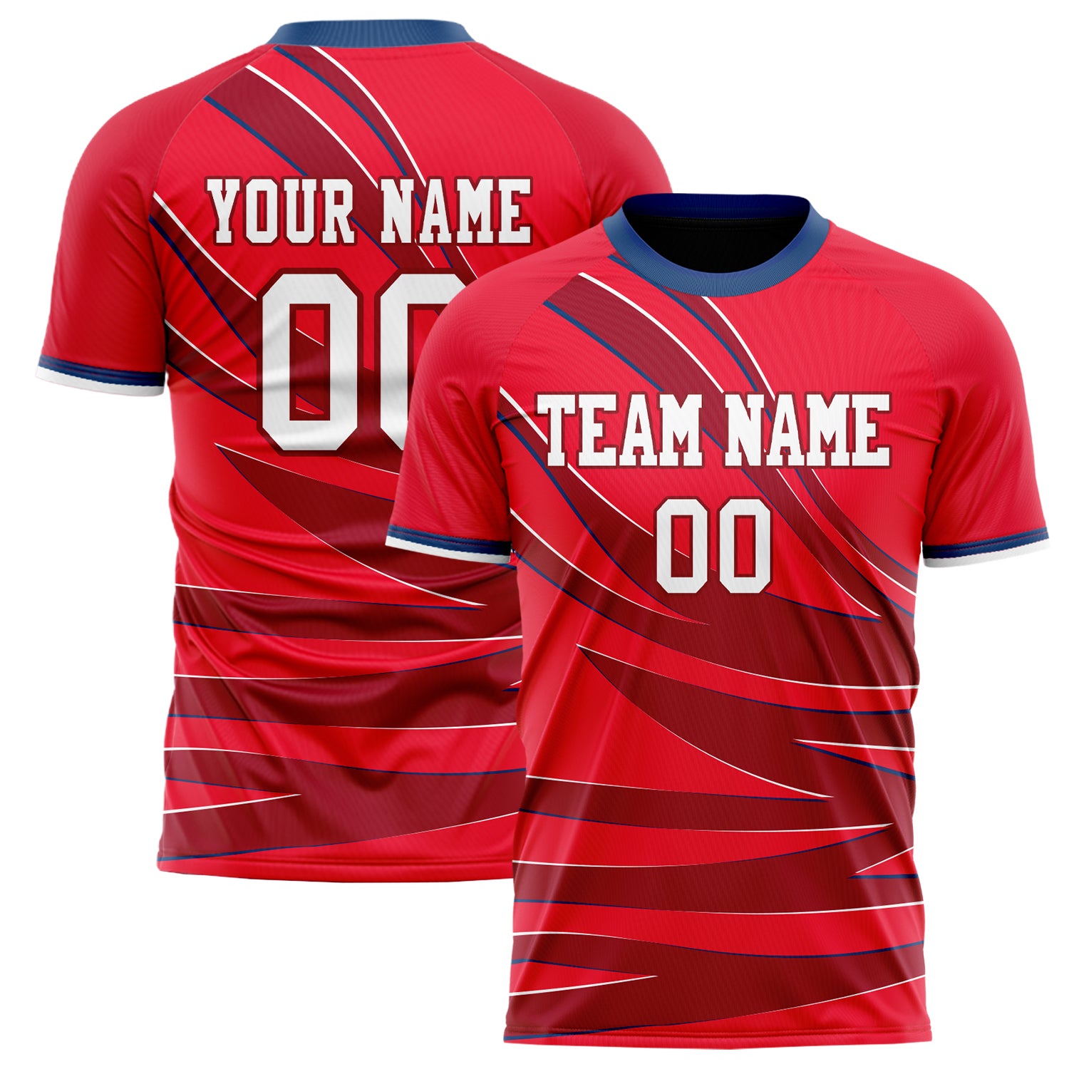 Personalized Red & Crimson Pattern Soccer Jersey