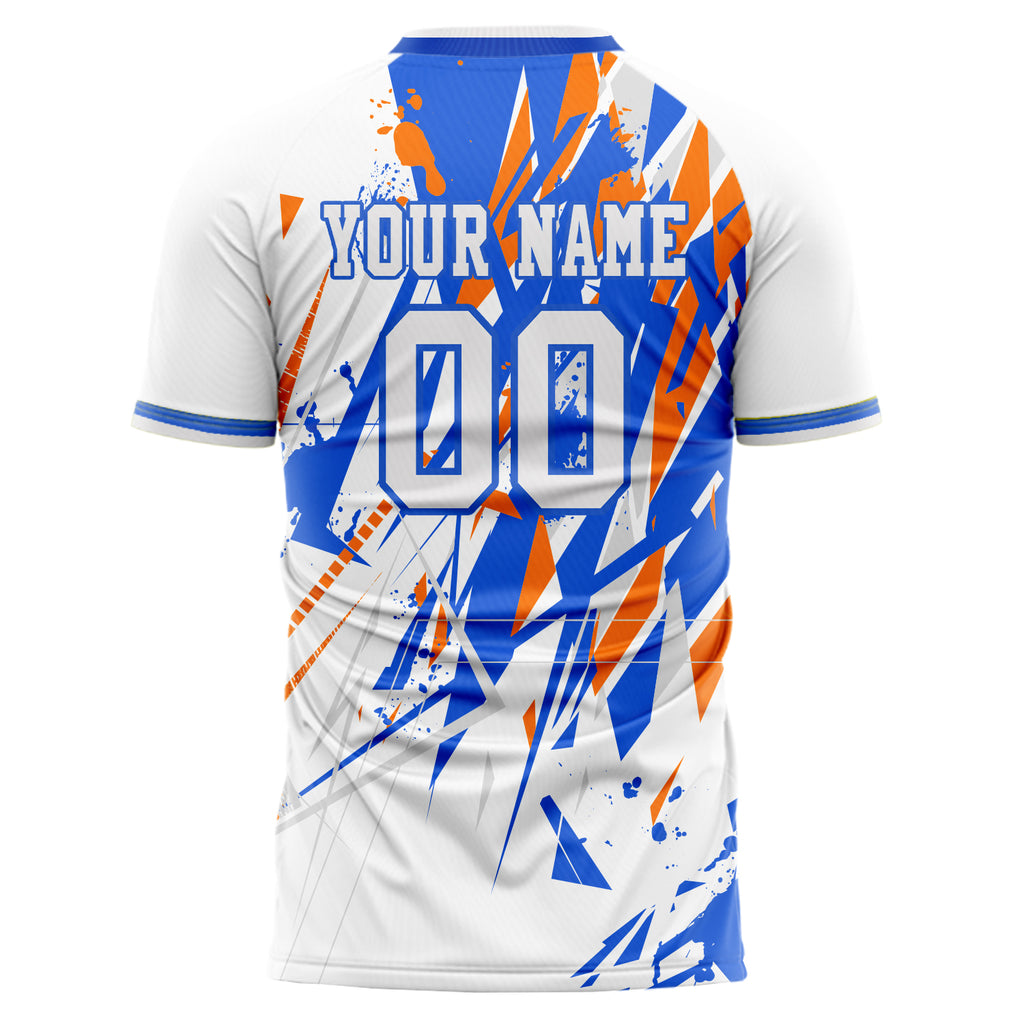 Personalized White & Blue Pattern Soccer Jersey