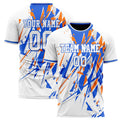 Personalized White & Blue Pattern Soccer Jersey