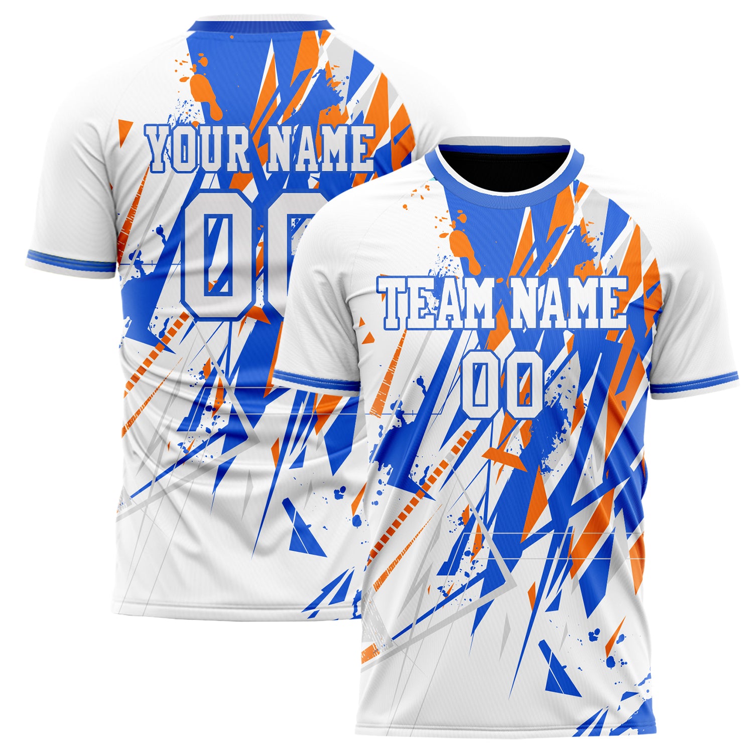 Personalized White & Blue Pattern Soccer Jersey