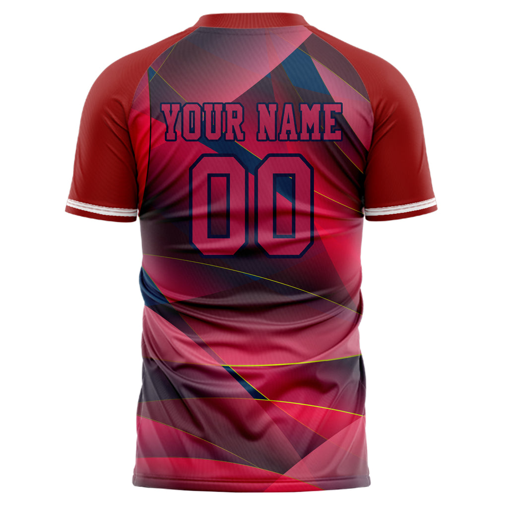 Personalized Red & Navy Pattern Soccer Jersey