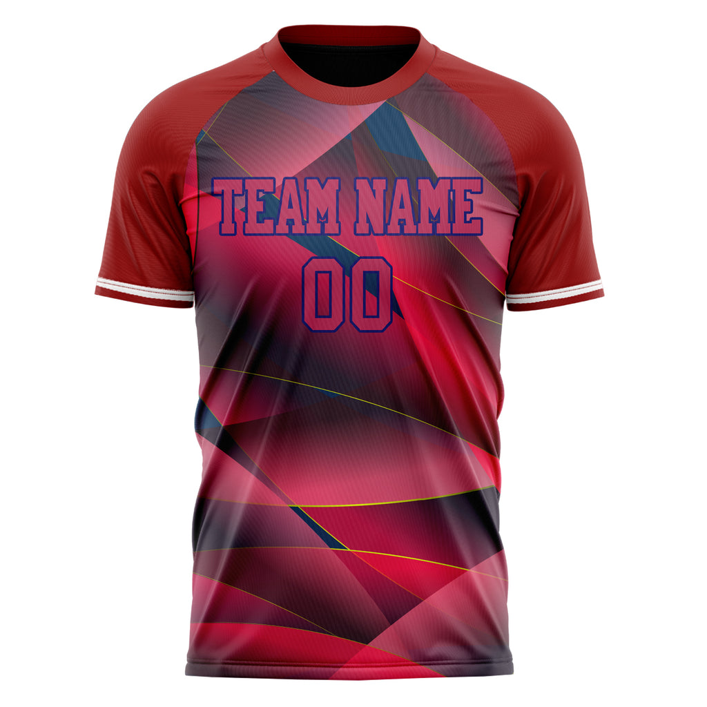 Personalized Red & Navy Pattern Soccer Jersey