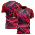 Personalized Red & Navy Pattern Soccer Jersey