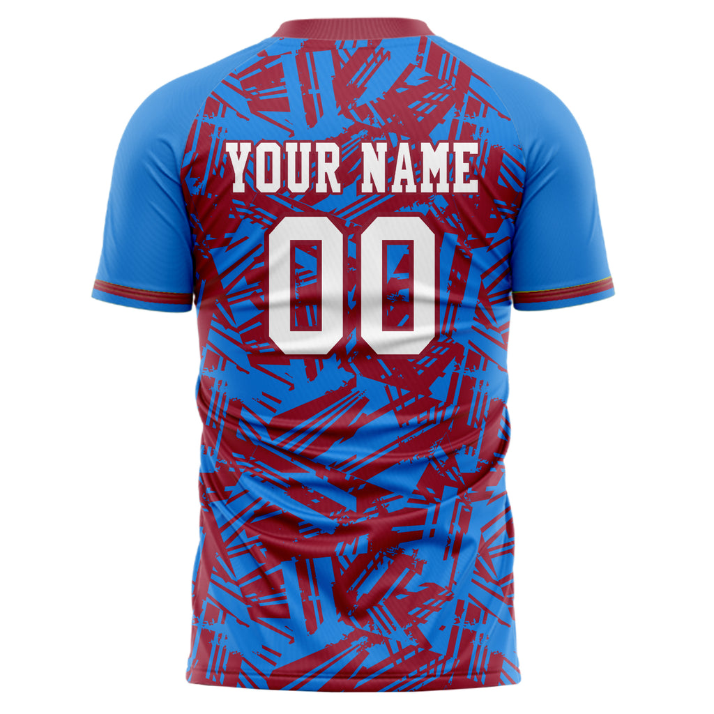 Personalized Blue & Red Pattern Soccer Jersey