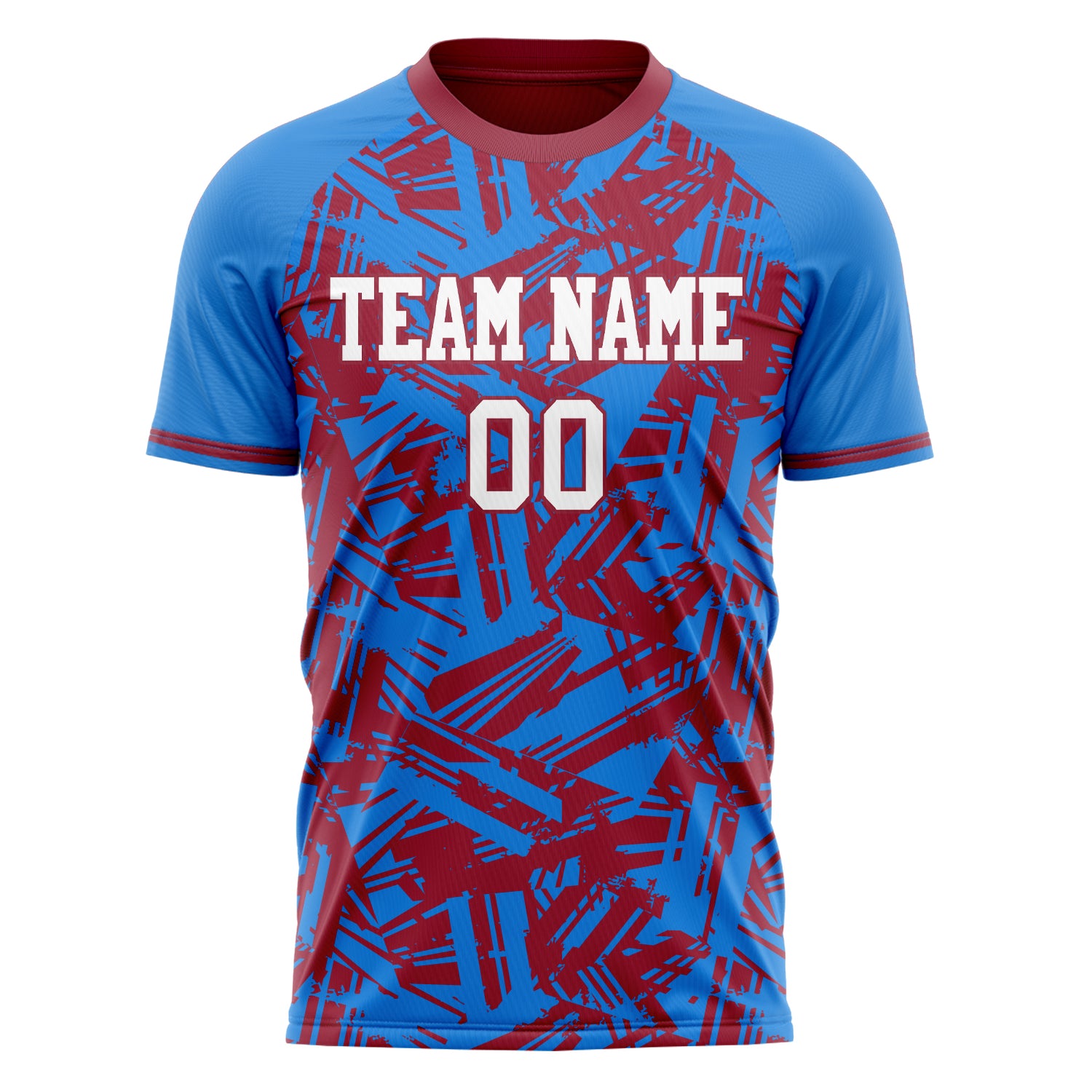 Personalized Blue & Red Pattern Soccer Jersey