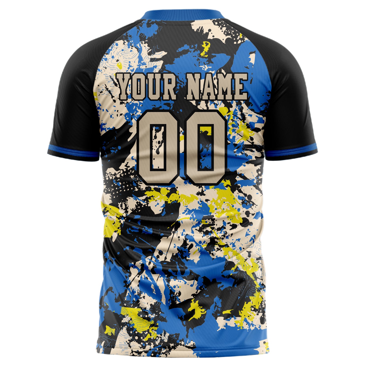 Personalized Blue & Black Pattern Soccer Jersey