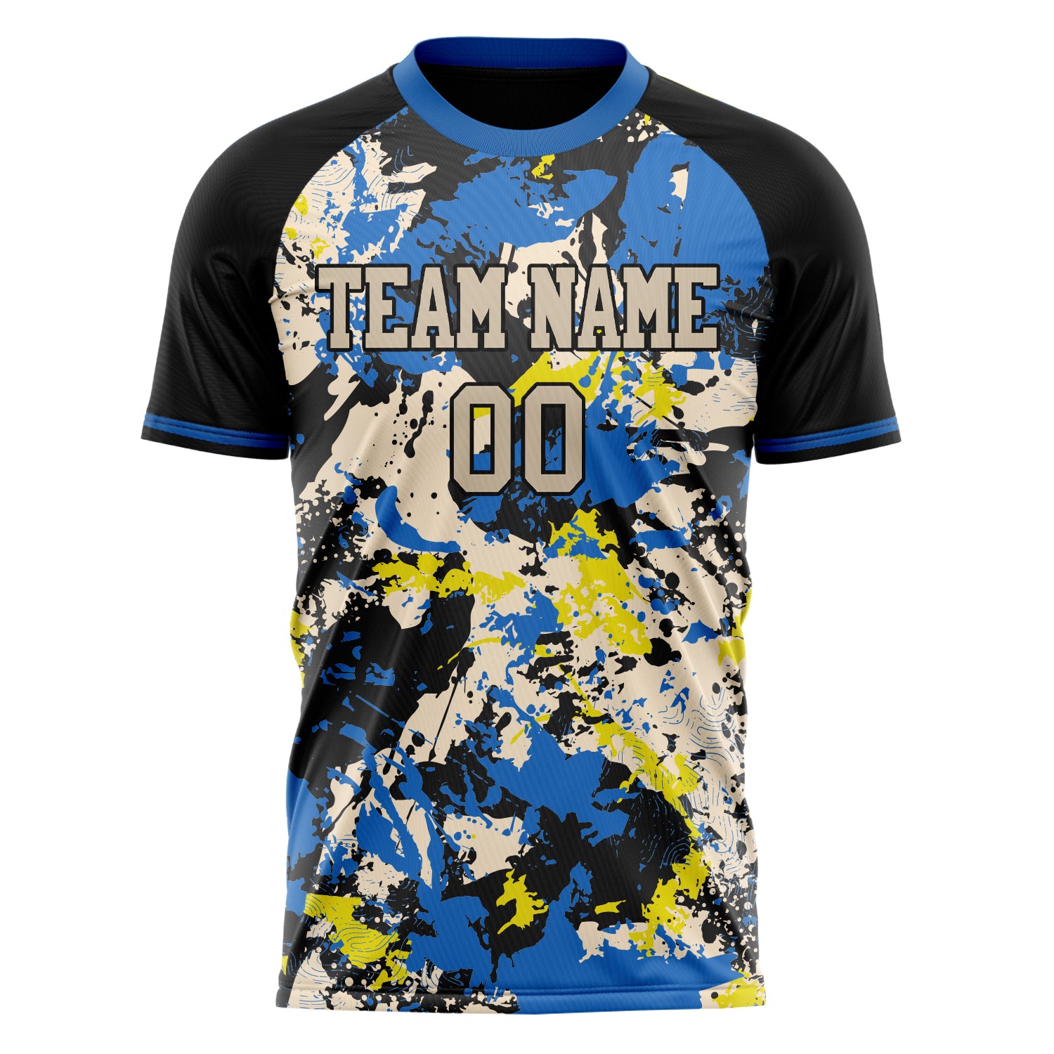 Personalized Blue & Black Pattern Soccer Jersey