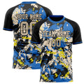 Personalized Blue & Black Pattern Soccer Jersey
