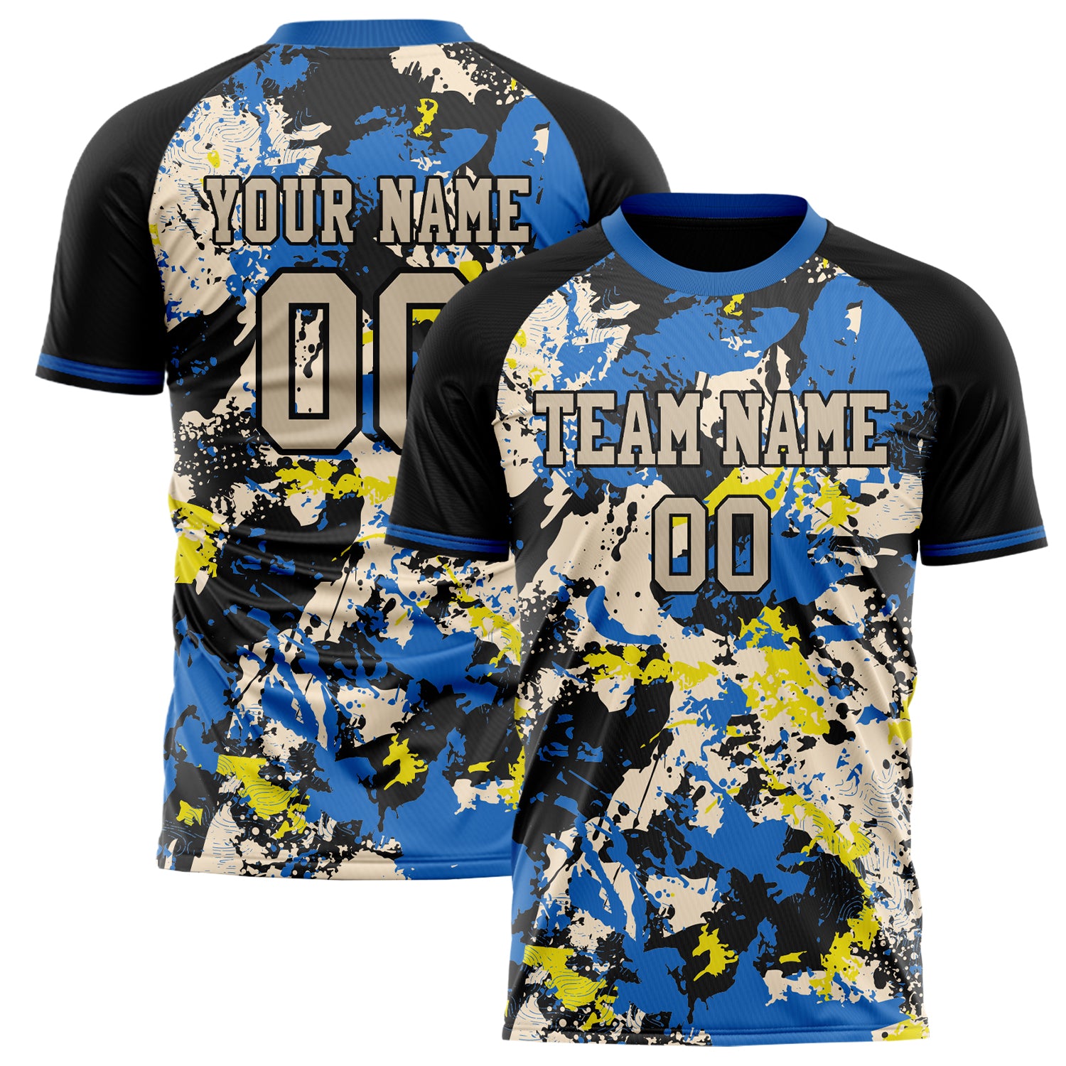 Personalized Blue & Black Pattern Soccer Jersey