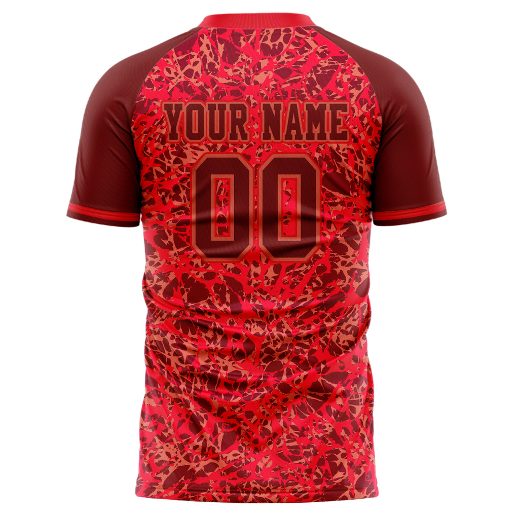 Personalized Red & Crimson Pattern Soccer Jersey