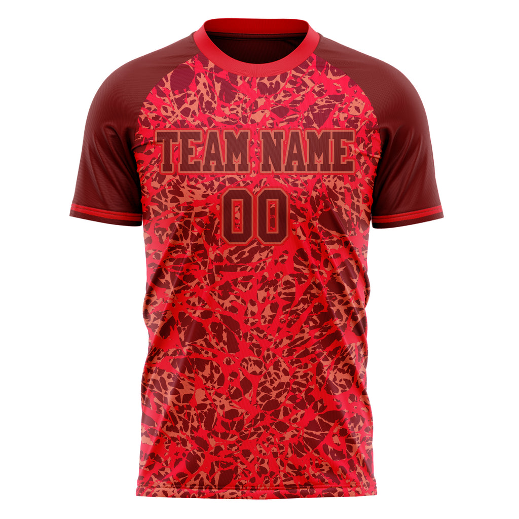 Personalized Red & Crimson Pattern Soccer Jersey