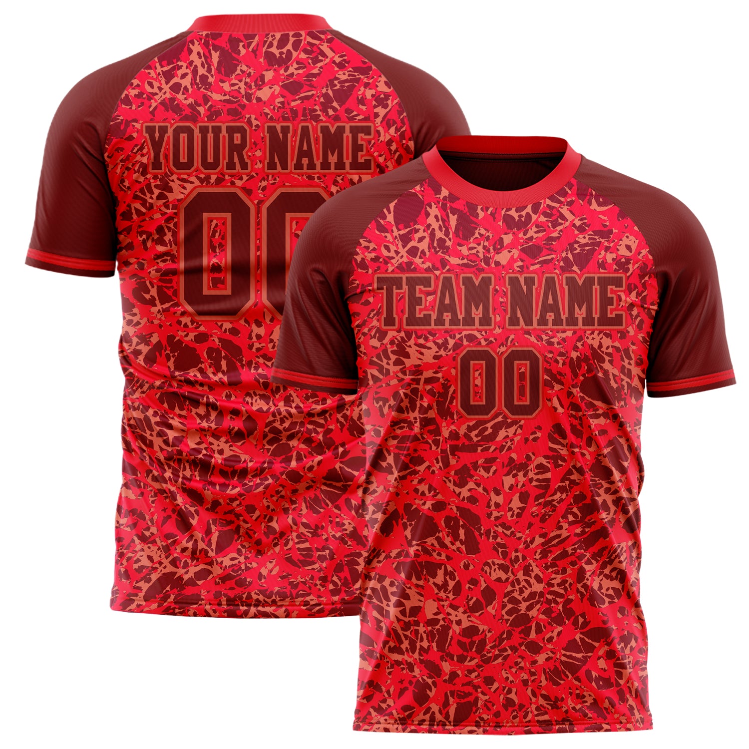Personalized Red & Crimson Pattern Soccer Jersey